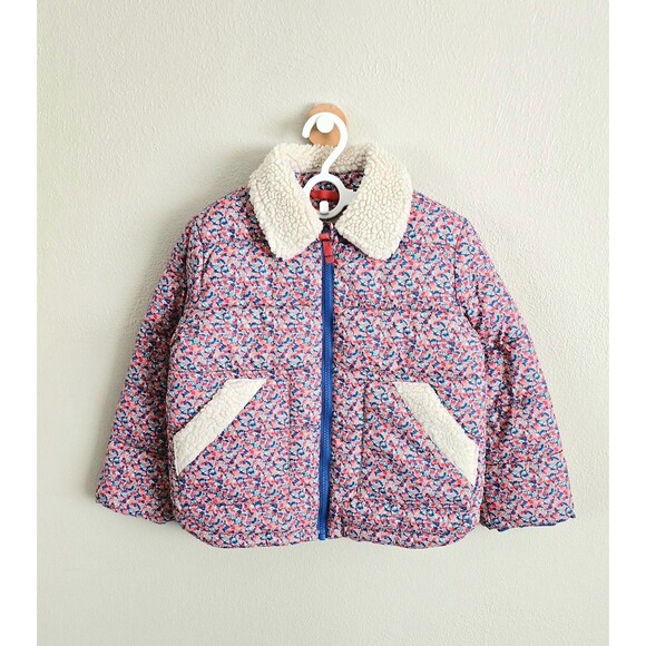 EUC Mini Boden Floral Puffer Jacket with High Pile Fleece LiningSz 5/6